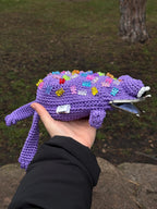 Purple Crochet Frog Bag with Gummy Bears – Handmade Shoulder & Crossbody Bag