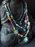 Ocean Inspired Beaded Frog Necklace – Ceramic & Glass Beads with Adjustable Chain