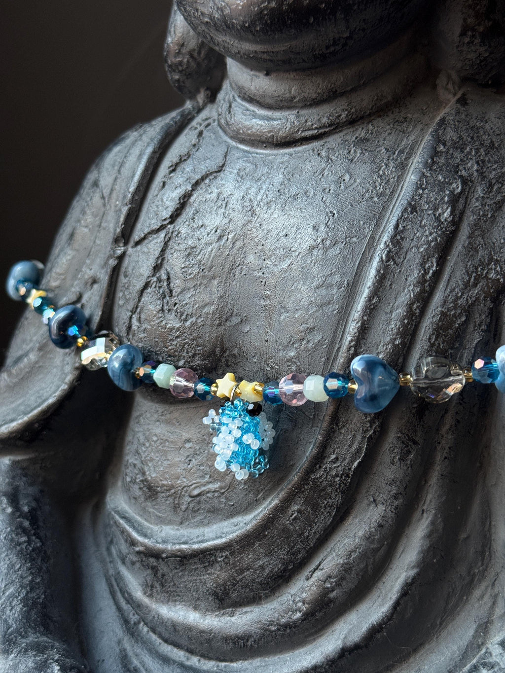 Ocean Inspired Beaded Frog Necklace – Ceramic & Glass Beads with Adjustable Chain