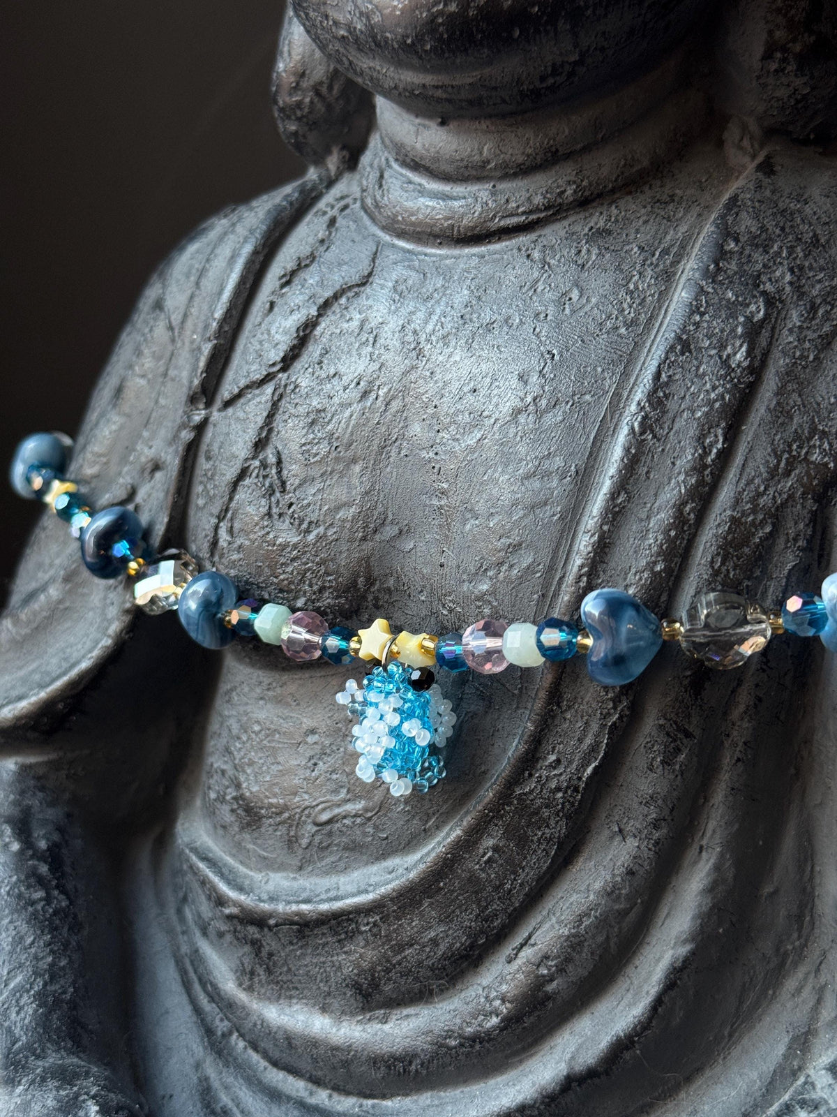 Ocean Inspired Beaded Frog Necklace – Ceramic & Glass Beads with Adjustable Chain