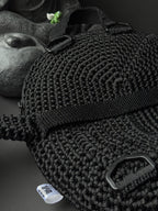 Crochet Frog Backpack – Black Frog Backpack with Sakura Flowers – Dark Aesthetic