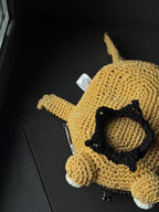 Crochet Frog Bag – Yellow Frog Purse with Black Crown – Kawaii Handmade Animal Bag – Frog Gift – Cute Coin Purse