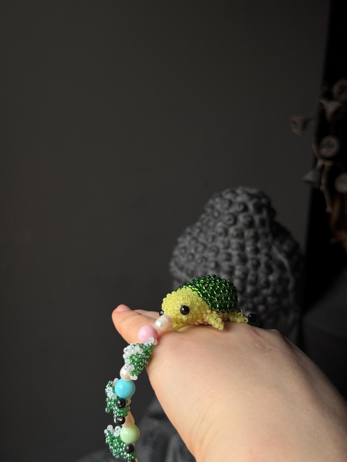 Forest Creature Jewelry Set – Handmade Beaded Necklace & Bracelet, Frog Turtle Chameleon Gift