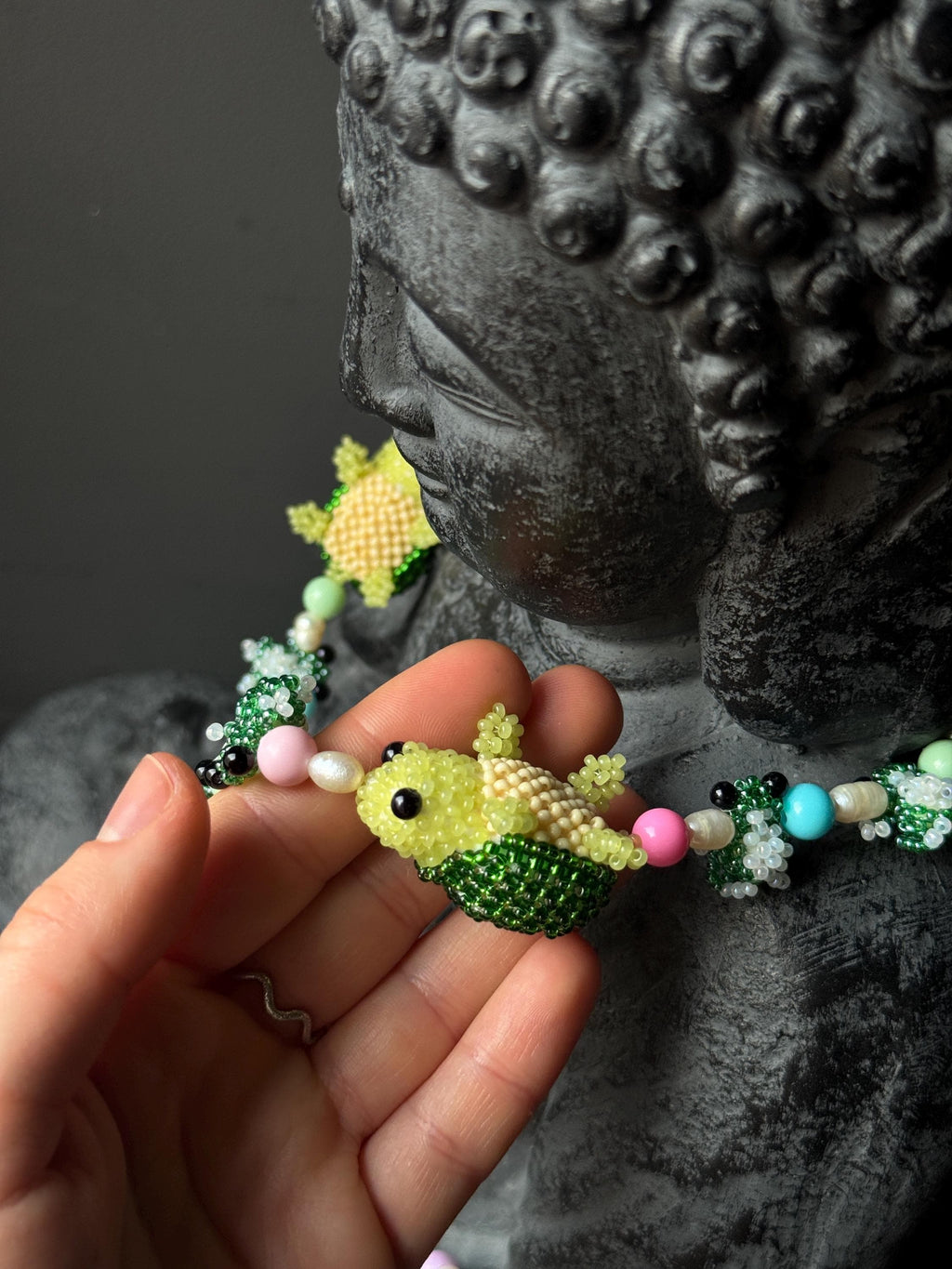 Forest Creature Jewelry Set – Handmade Beaded Necklace & Bracelet, Frog Turtle Chameleon Gift