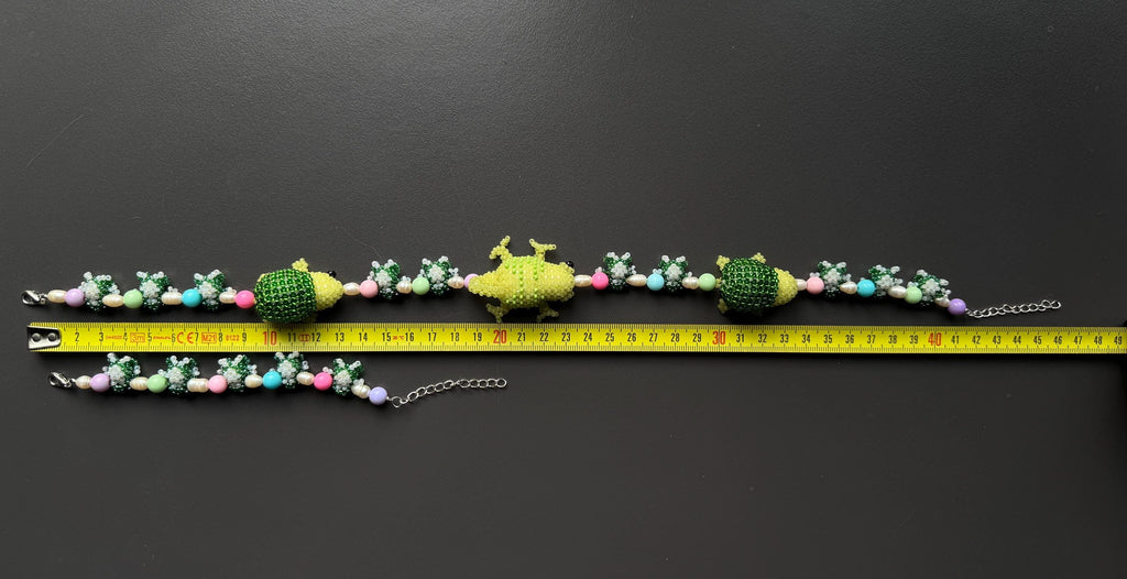 Forest Creature Jewelry Set – Handmade Beaded Necklace & Bracelet, Frog Turtle Chameleon Gift