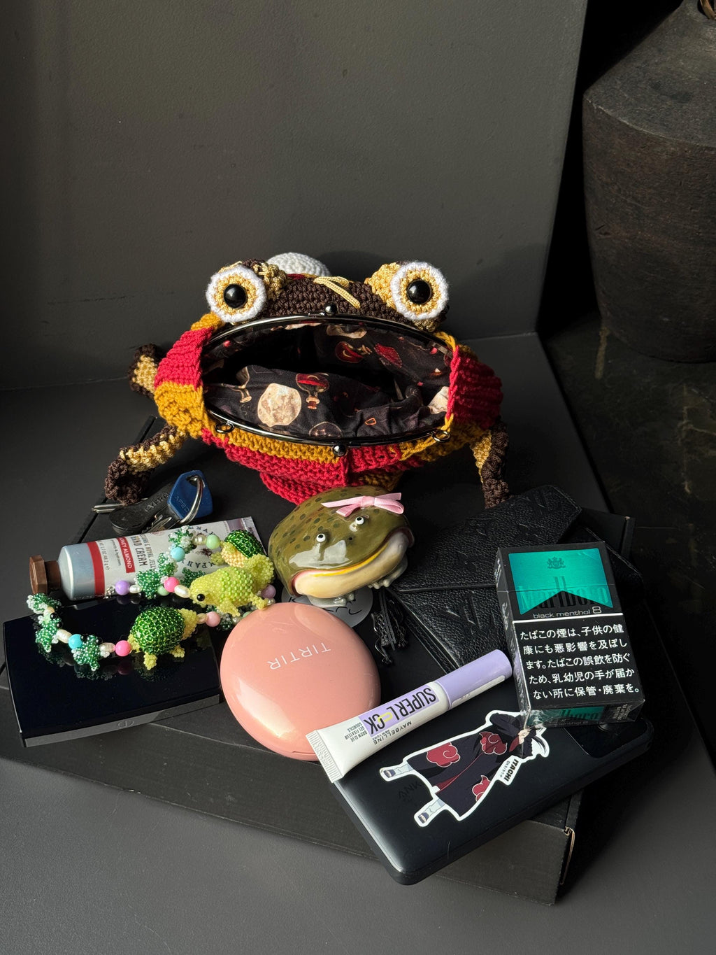 Wizard Frog Bag with Detachable Snowy Owl – Handmade Crochet Crossbody Bag, Magical Woodland Statement Purse