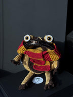 Wizard Frog Bag with Detachable Snowy Owl – Handmade Crochet Crossbody Bag, Magical Woodland Statement Purse