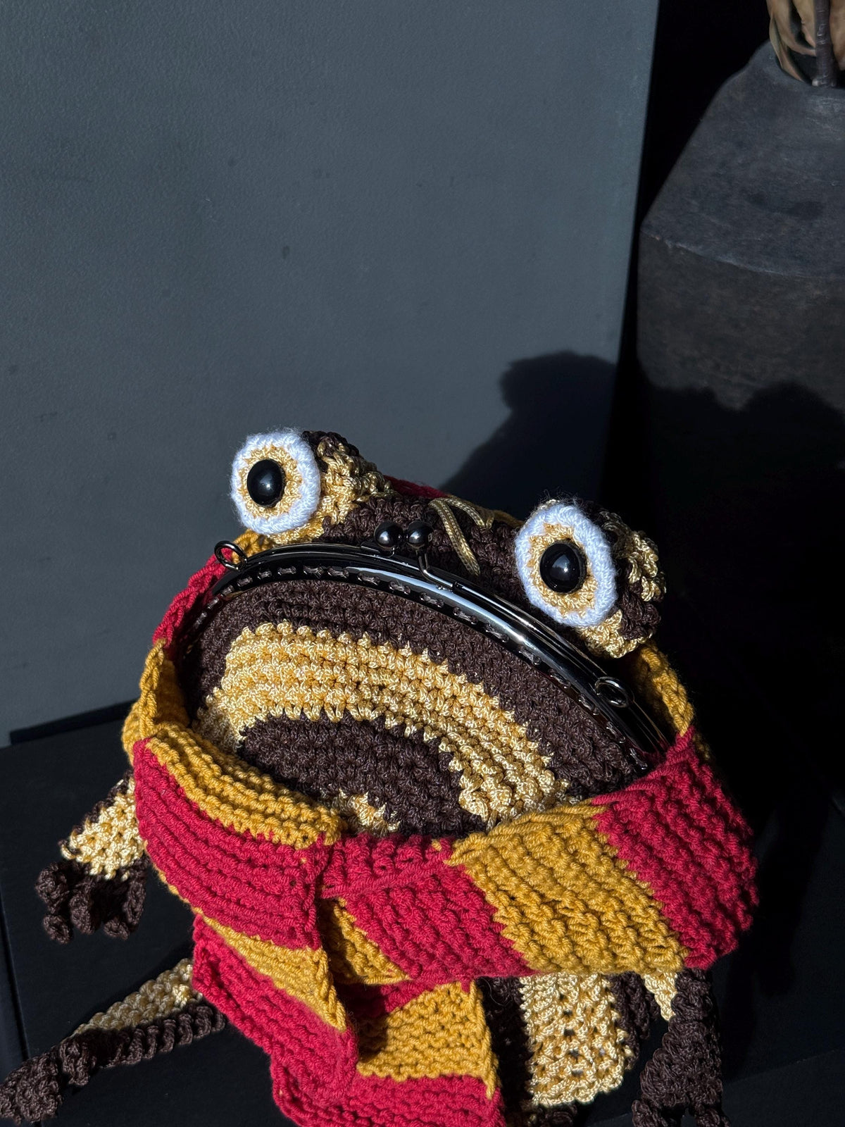 Wizard Frog Bag with Detachable Snowy Owl – Handmade Crochet Crossbody Bag, Magical Woodland Statement Purse