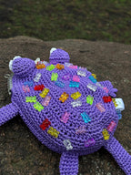 Purple Crochet Frog Bag with Gummy Bears – Handmade Shoulder & Crossbody Bag