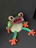 Tree Frog Wallet — Crocheted Tree Frog Purse for Cards, Cash & Makeup Essentials