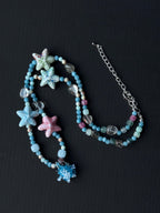 Ocean Inspired Beaded Frog Necklace – Ceramic & Glass Beads with Adjustable Chain