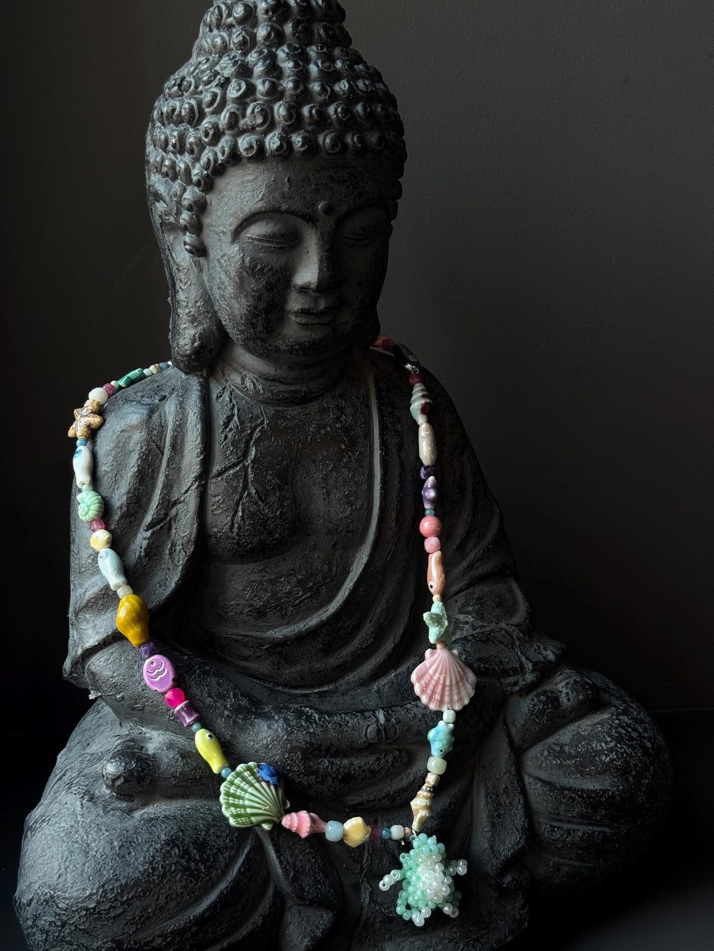 Ocean Inspired Beaded Frog Necklace – Ceramic & Glass Beads with Adjustable Chain