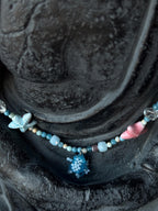 Ocean Inspired Beaded Frog Necklace – Ceramic & Glass Beads with Adjustable Chain