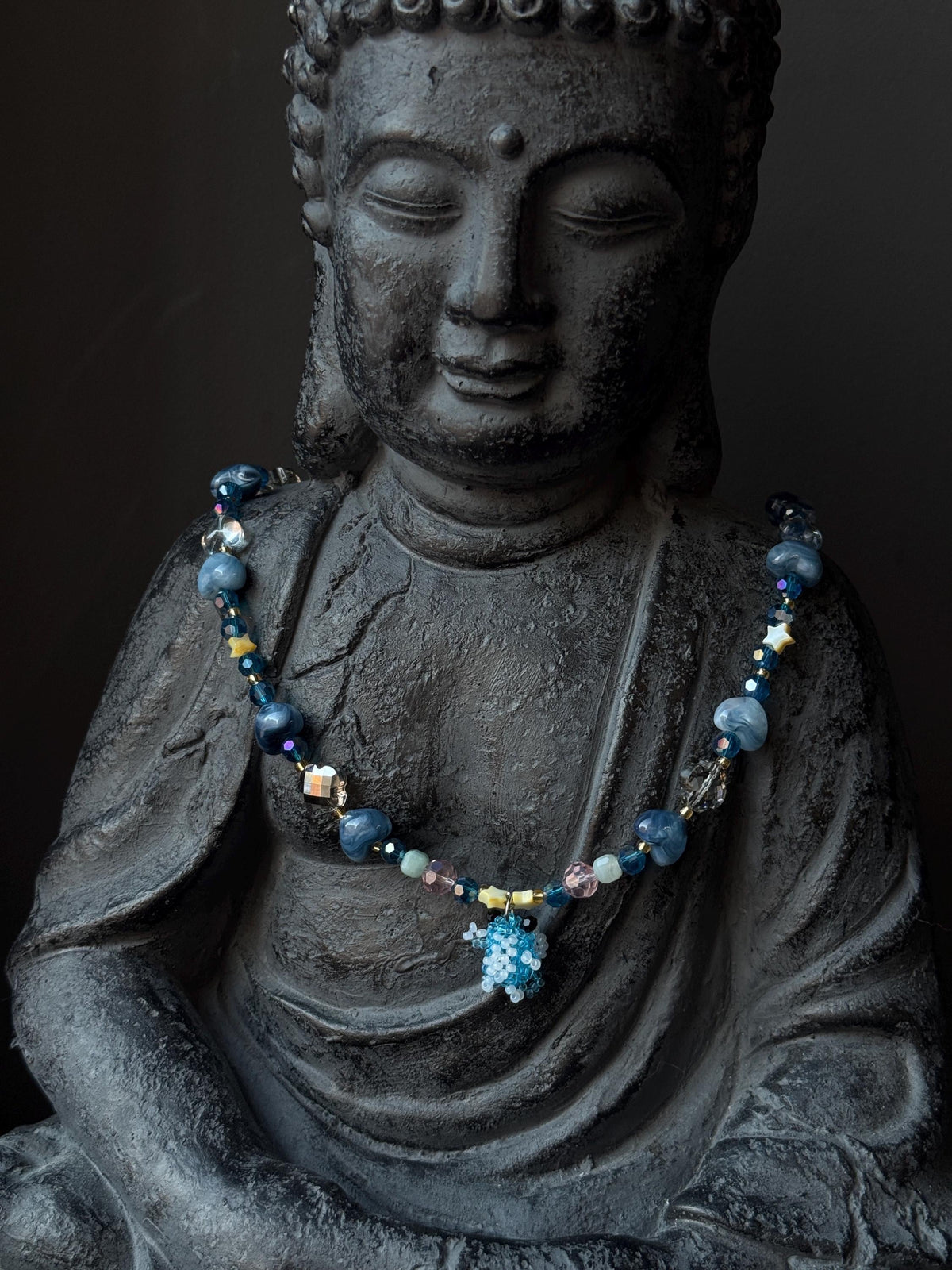 Ocean Inspired Beaded Frog Necklace – Ceramic & Glass Beads with Adjustable Chain