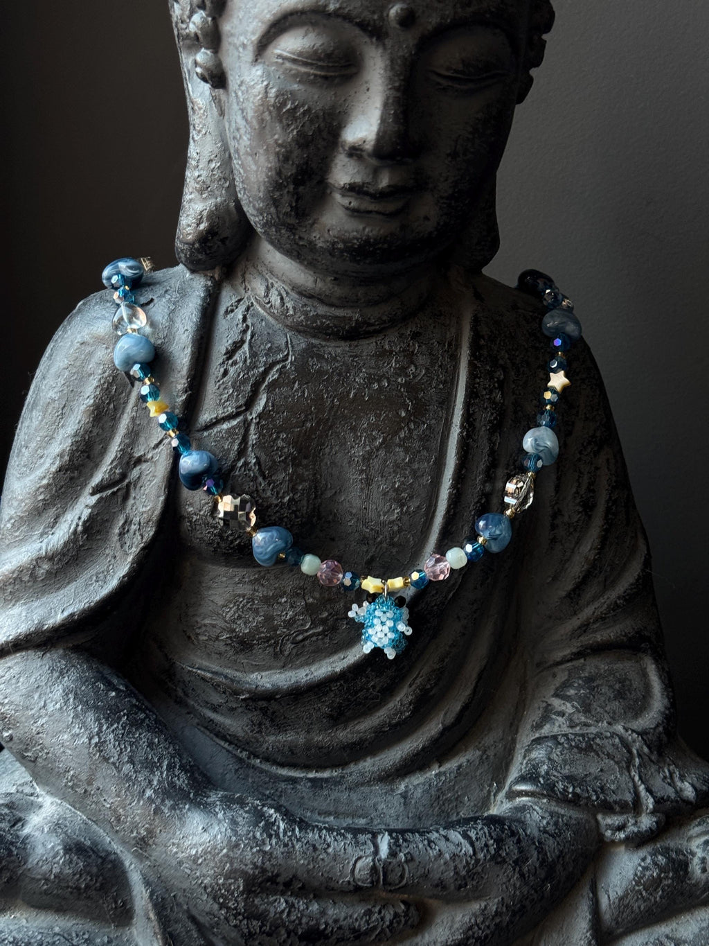 Ocean Inspired Beaded Frog Necklace – Ceramic & Glass Beads with Adjustable Chain