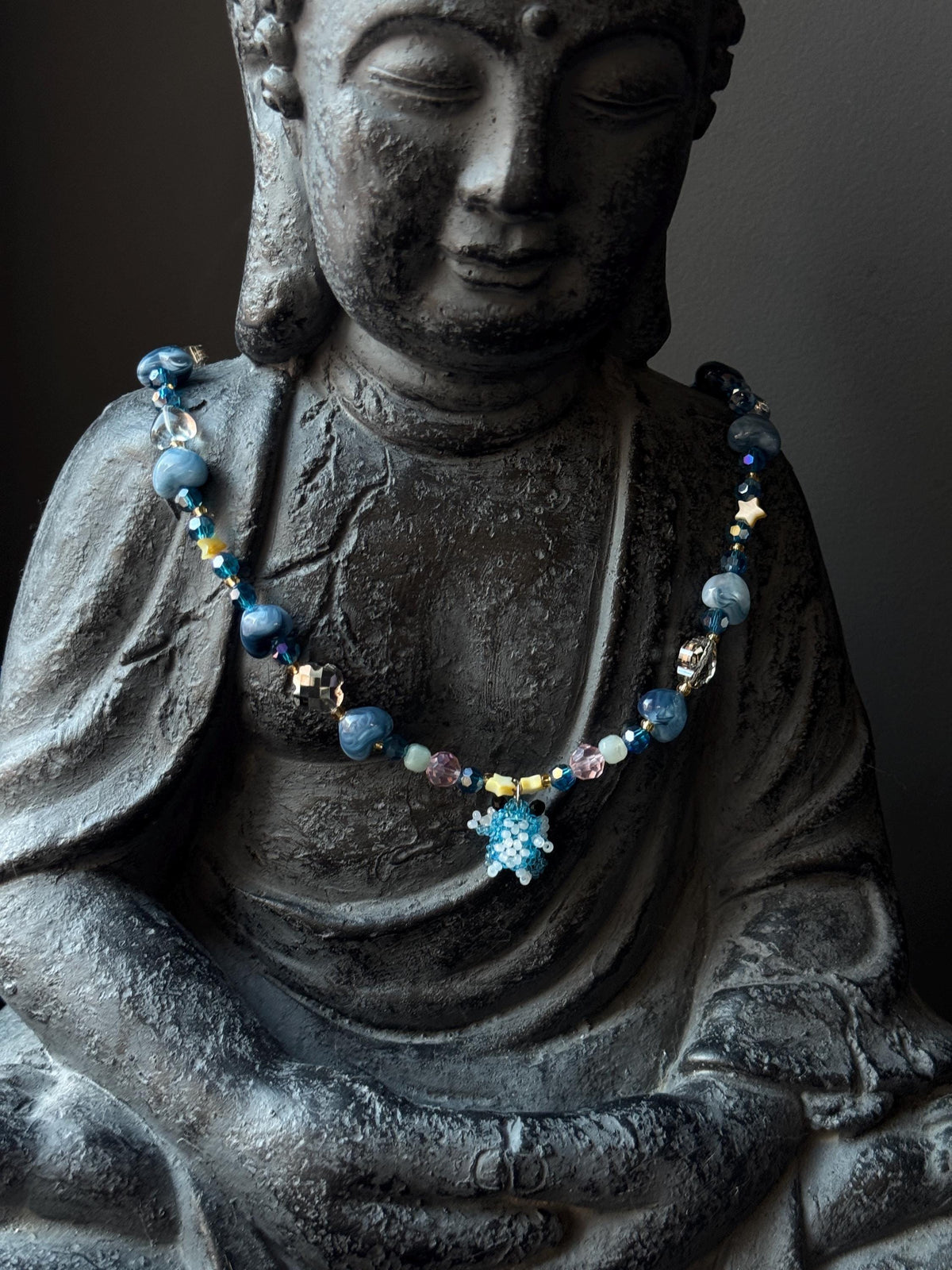 Ocean Inspired Beaded Frog Necklace – Ceramic & Glass Beads with Adjustable Chain