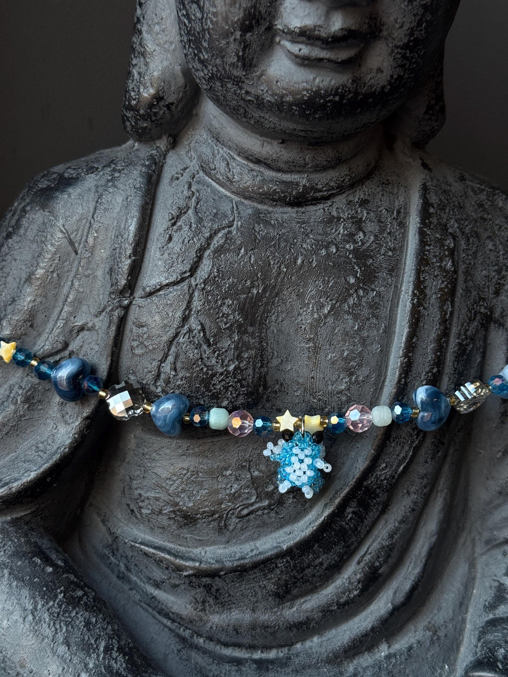 Ocean Inspired Beaded Frog Necklace – Ceramic & Glass Beads with Adjustable Chain