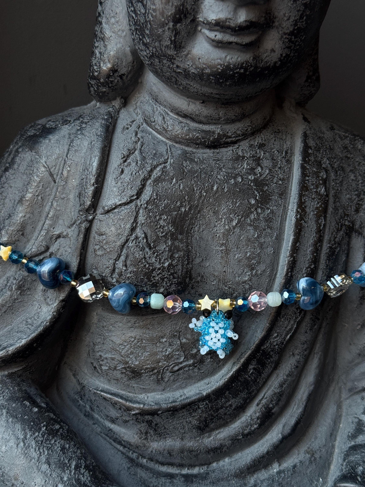 Ocean Inspired Beaded Frog Necklace – Ceramic & Glass Beads with Adjustable Chain