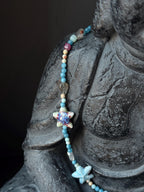 Ocean Inspired Beaded Frog Necklace – Ceramic & Glass Beads with Adjustable Chain