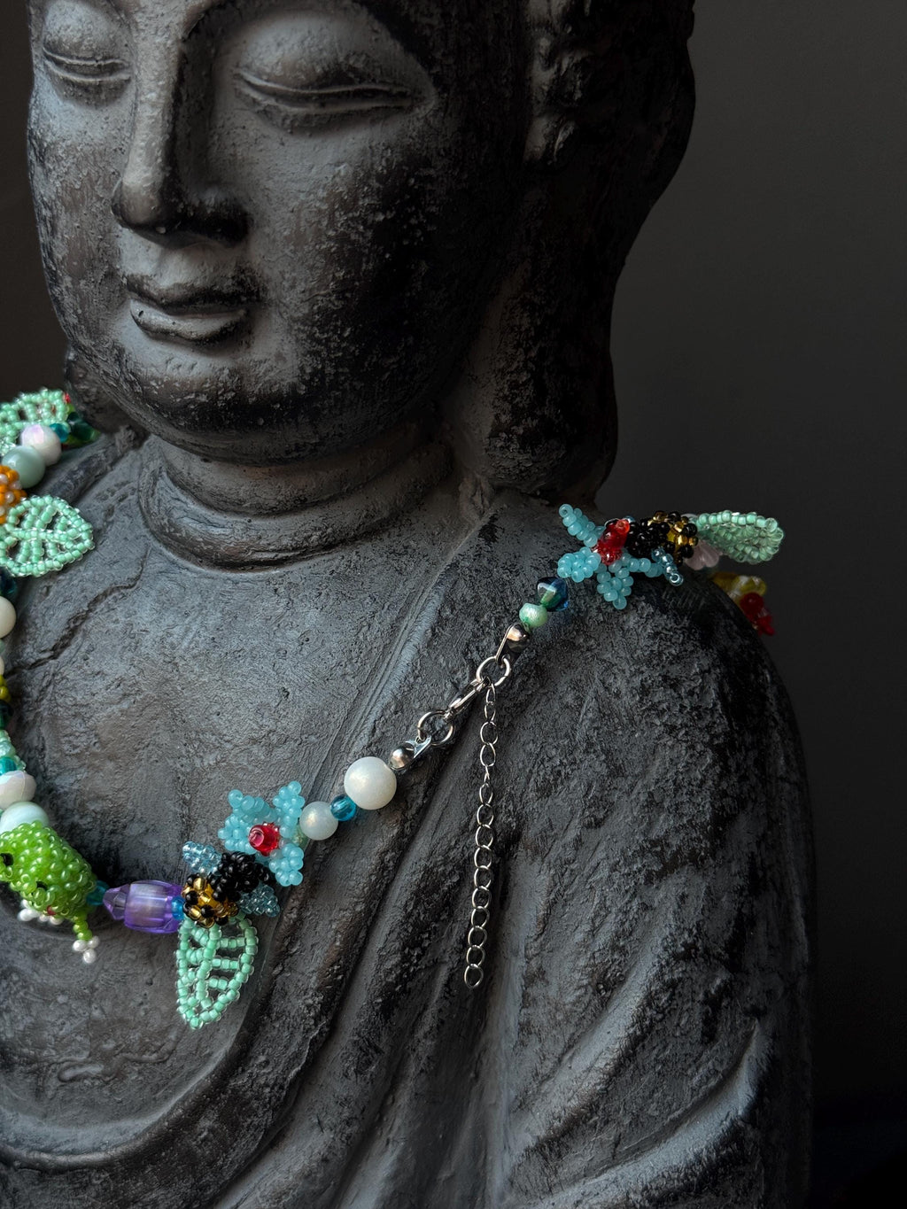 Forest Frog Jewelry Set – Handmade Beaded Necklace & Bracelet, Goblincore Fairycore Gift