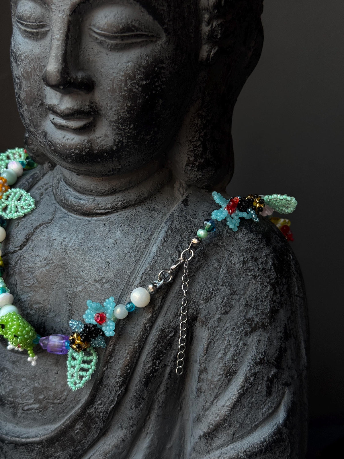 Forest Frog Jewelry Set – Handmade Beaded Necklace & Bracelet, Goblincore Fairycore Gift