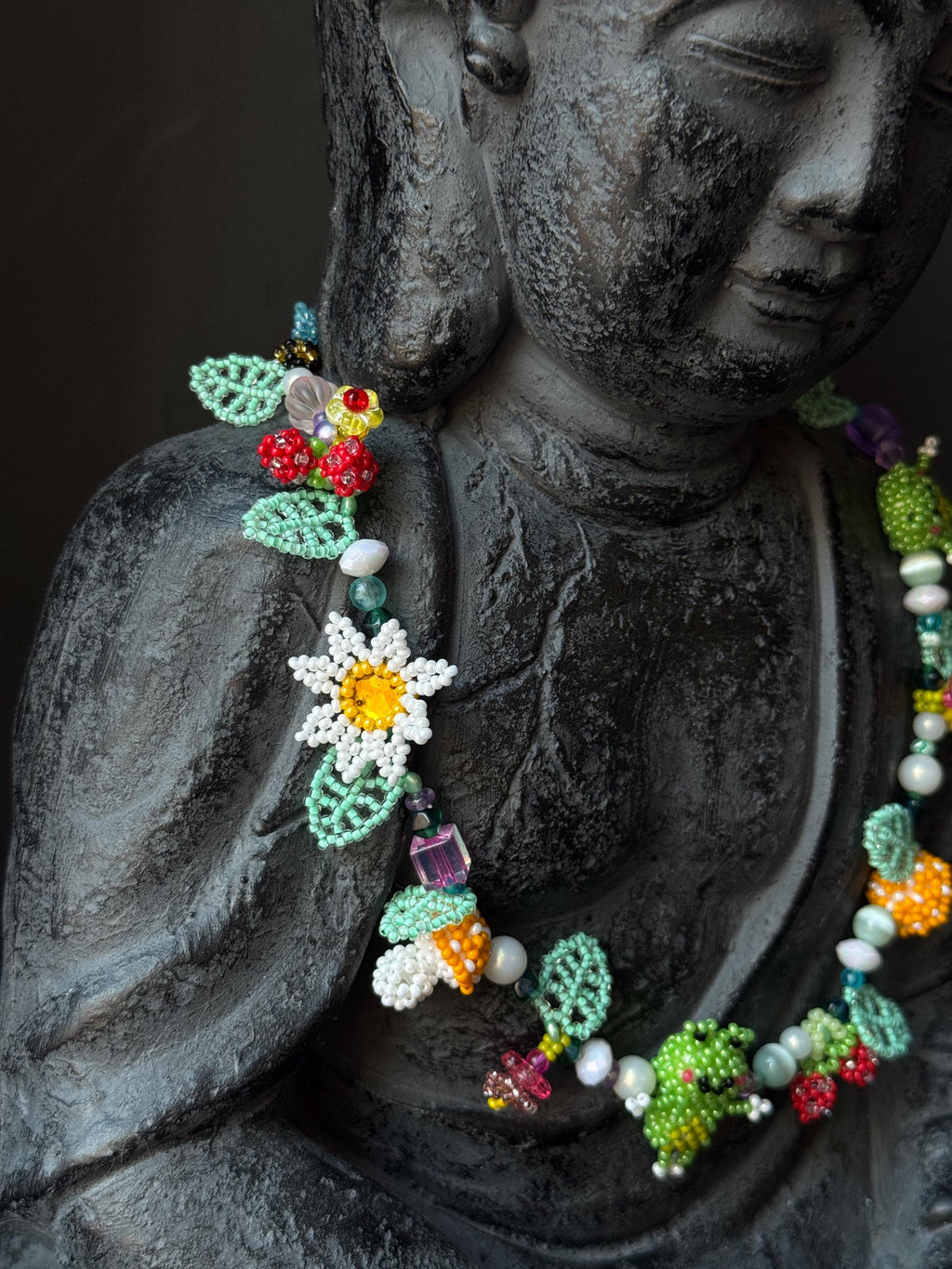 Forest Frog Jewelry Set – Handmade Beaded Necklace & Bracelet, Goblincore Fairycore Gift