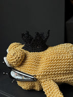 Crochet Frog Bag – Yellow Frog Purse with Black Crown – Kawaii Handmade Animal Bag – Frog Gift – Cute Coin Purse