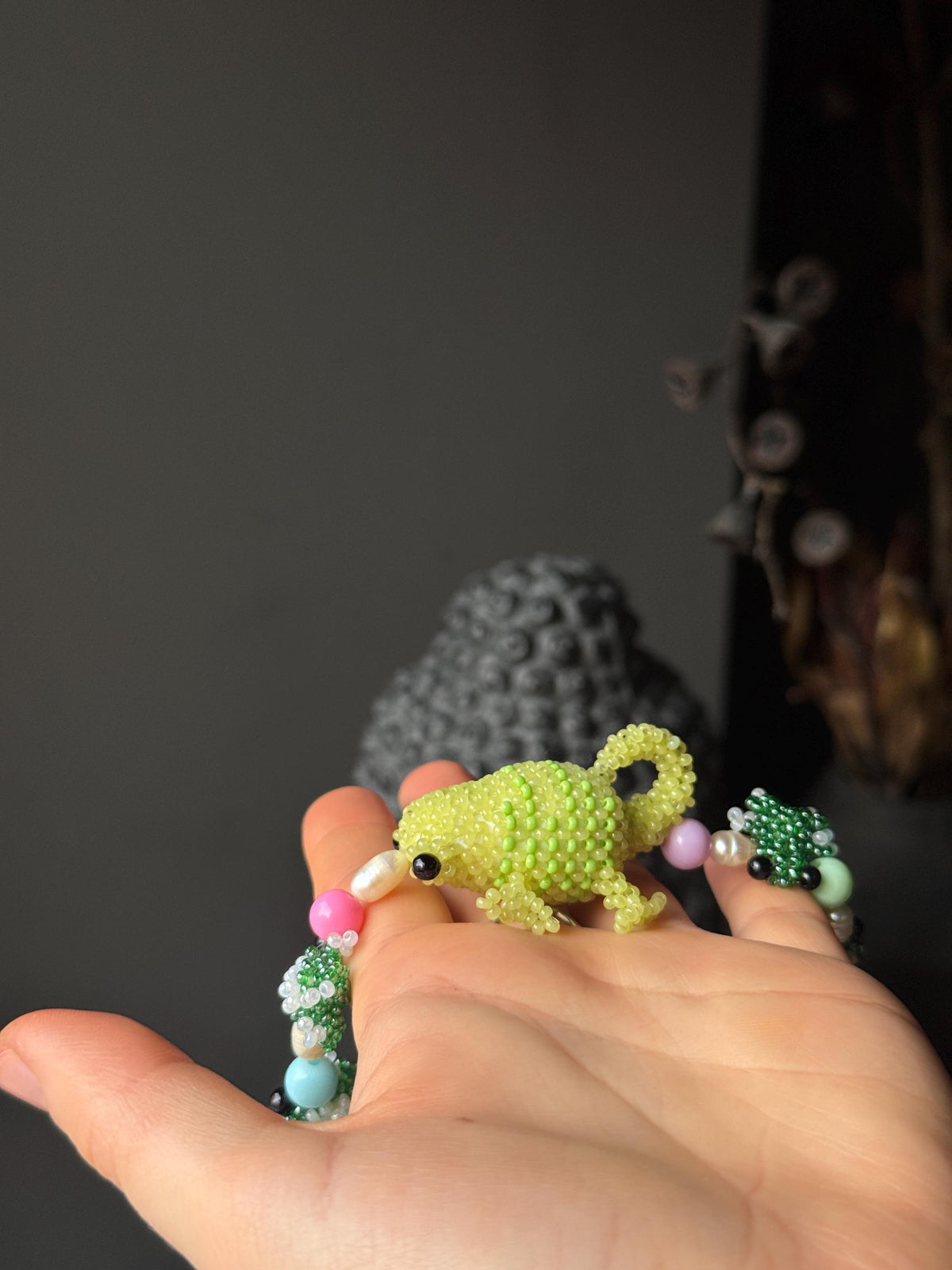 Forest Creature Jewelry Set – Handmade Beaded Necklace & Bracelet, Frog Turtle Chameleon Gift