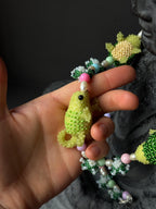 Forest Creature Jewelry Set – Handmade Beaded Necklace & Bracelet, Frog Turtle Chameleon Gift