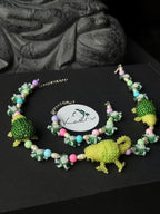 Forest Creature Jewelry Set – Handmade Beaded Necklace & Bracelet, Frog Turtle Chameleon Gift