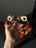 Wizard Frog Bag with Detachable Snowy Owl – Handmade Crochet Crossbody Bag, Magical Woodland Statement Purse