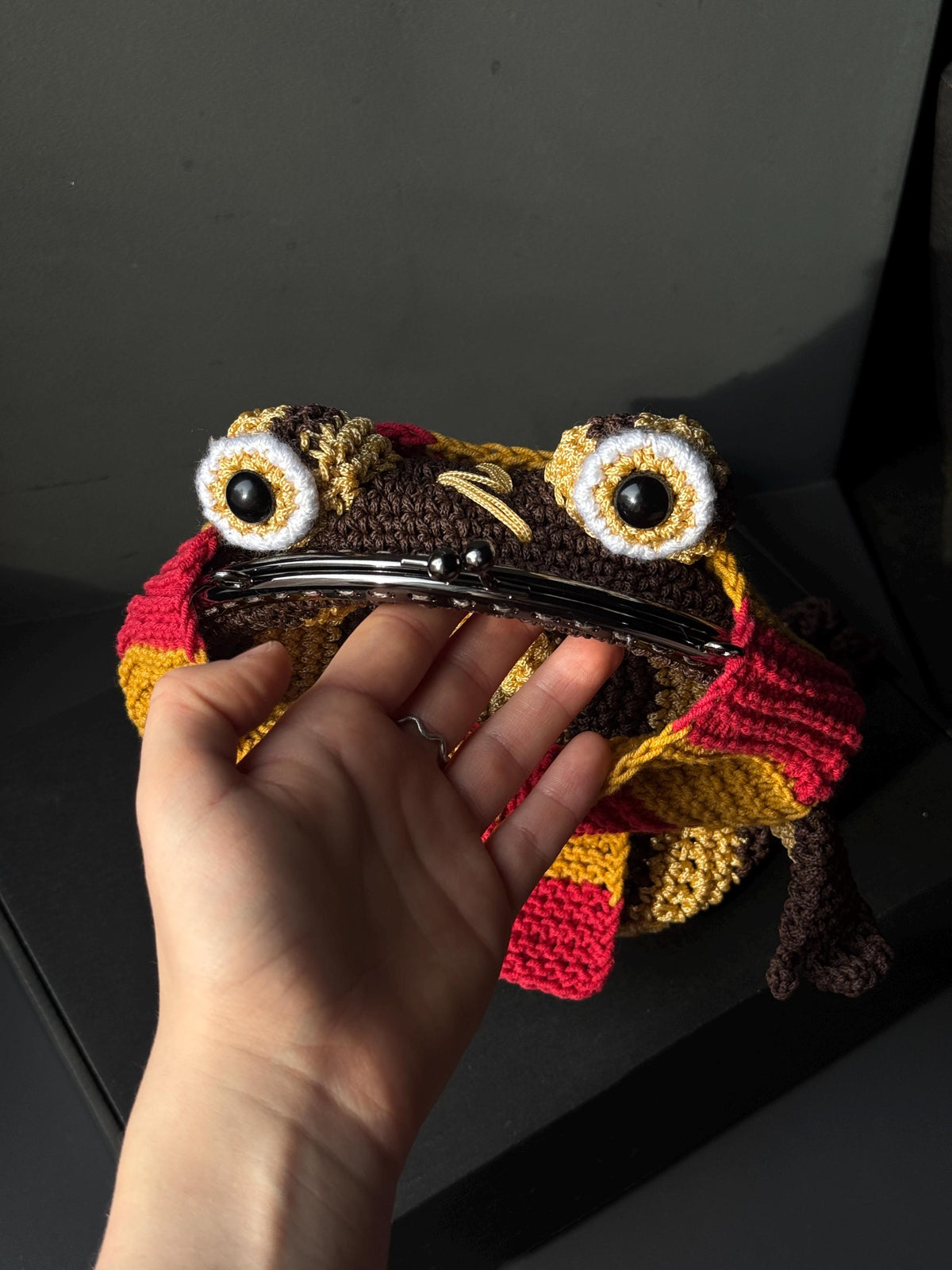 Wizard Frog Bag with Detachable Snowy Owl – Handmade Crochet Crossbody Bag, Magical Woodland Statement Purse