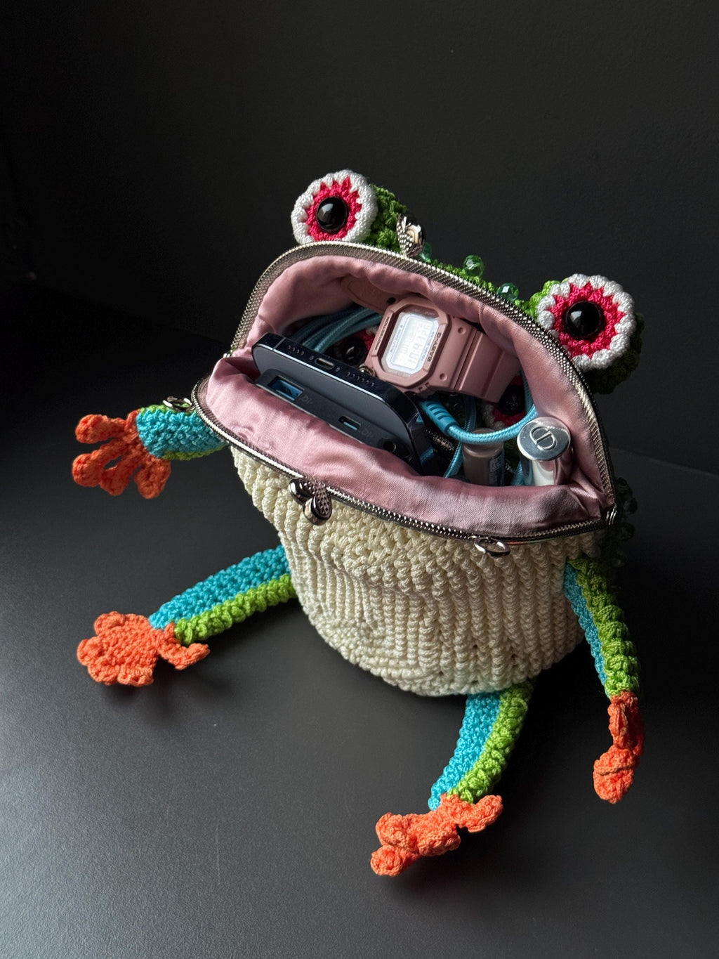 Tree Frog Crochet Bag – Handmade Shoulder & Crossbody Bag