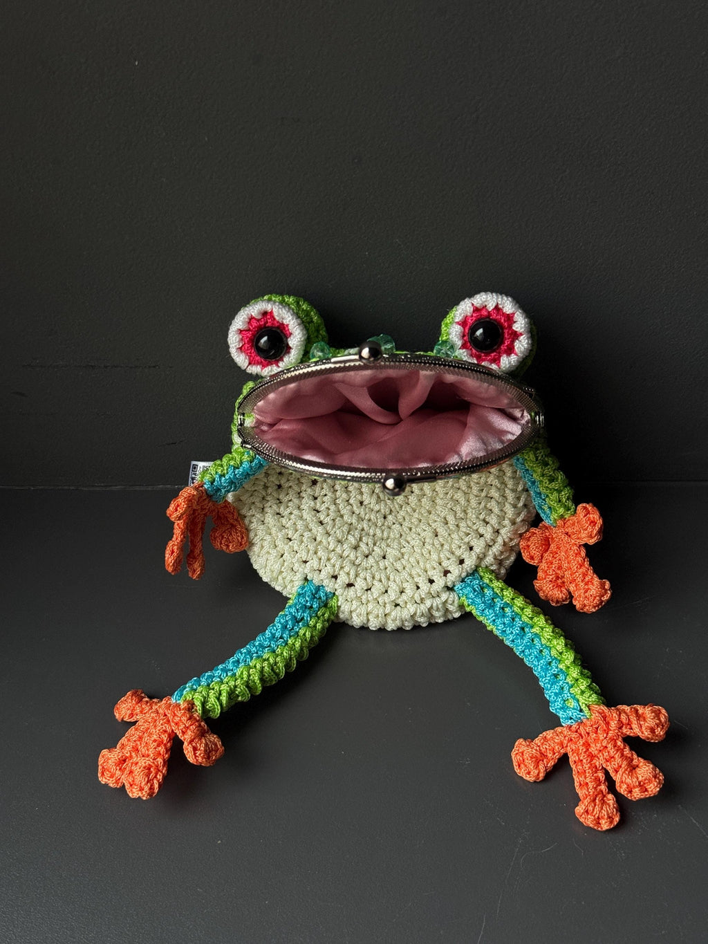 Tree Frog Wallet — Crocheted Tree Frog Purse for Cards, Cash & Makeup Essentials