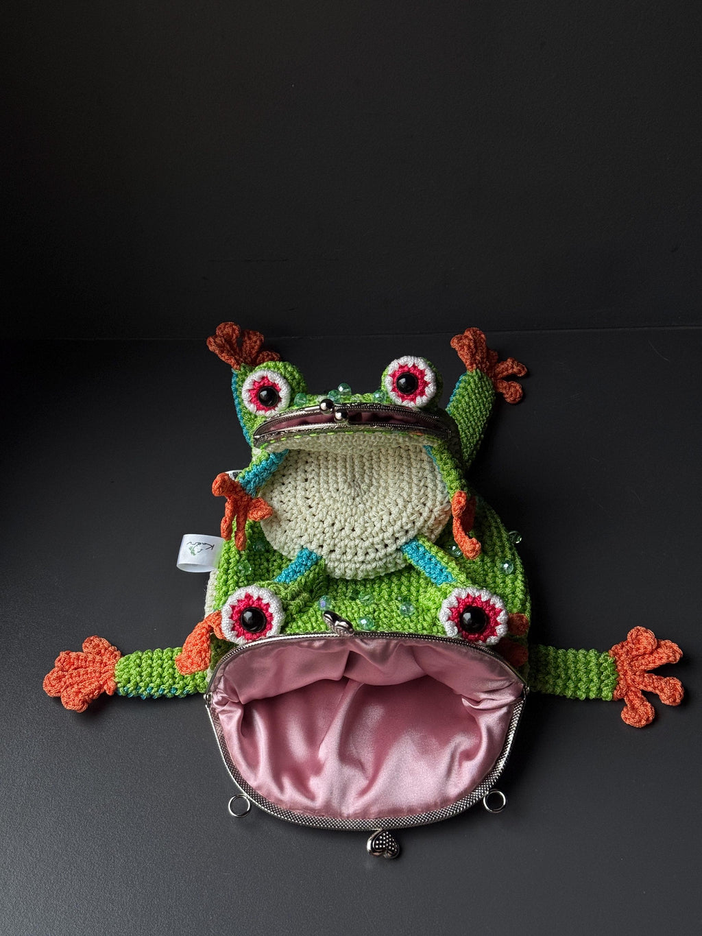 Tree Frog Wallet — Crocheted Tree Frog Purse for Cards, Cash & Makeup Essentials