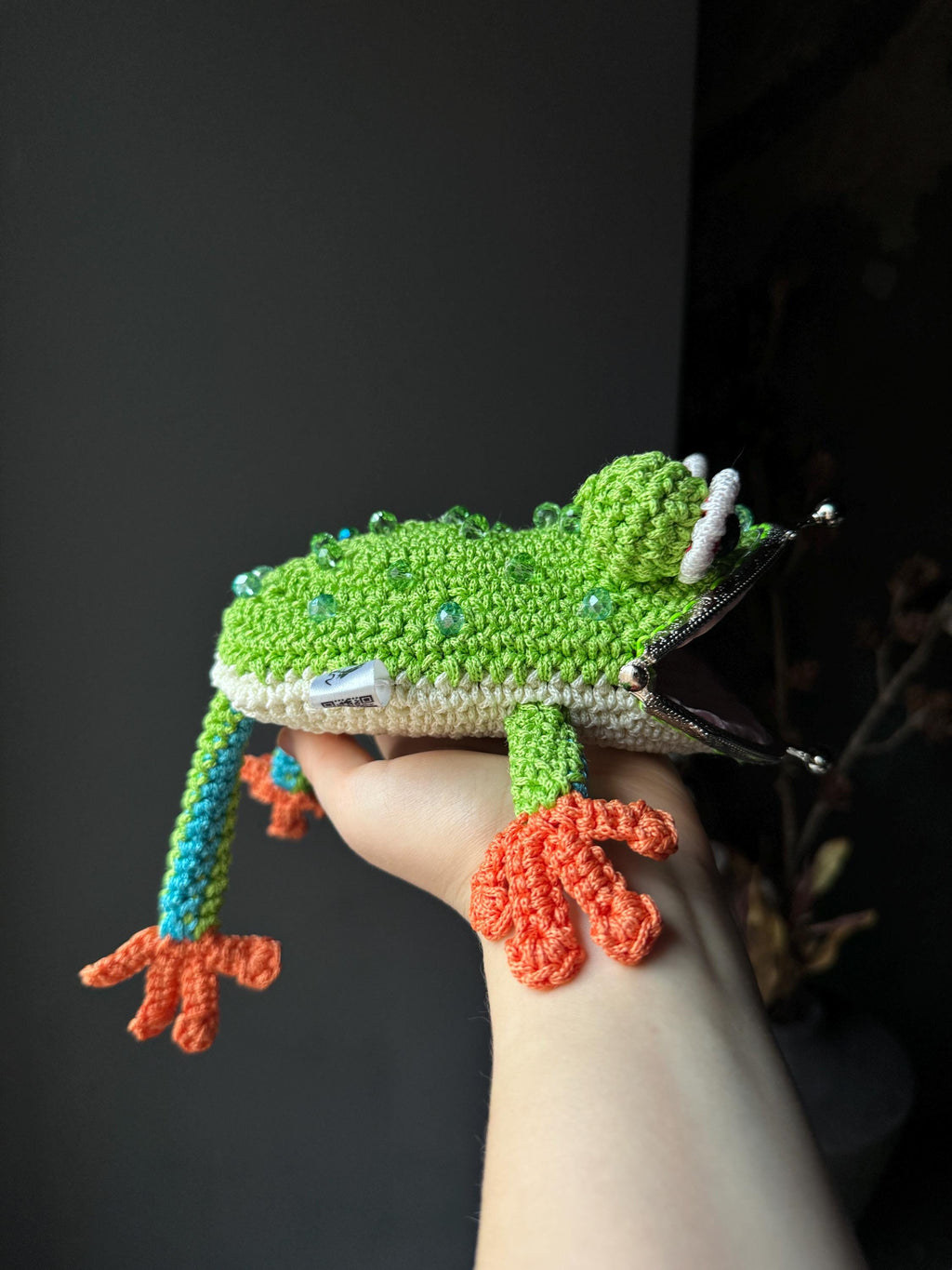 Tree Frog Wallet — Crocheted Tree Frog Purse for Cards, Cash & Makeup Essentials