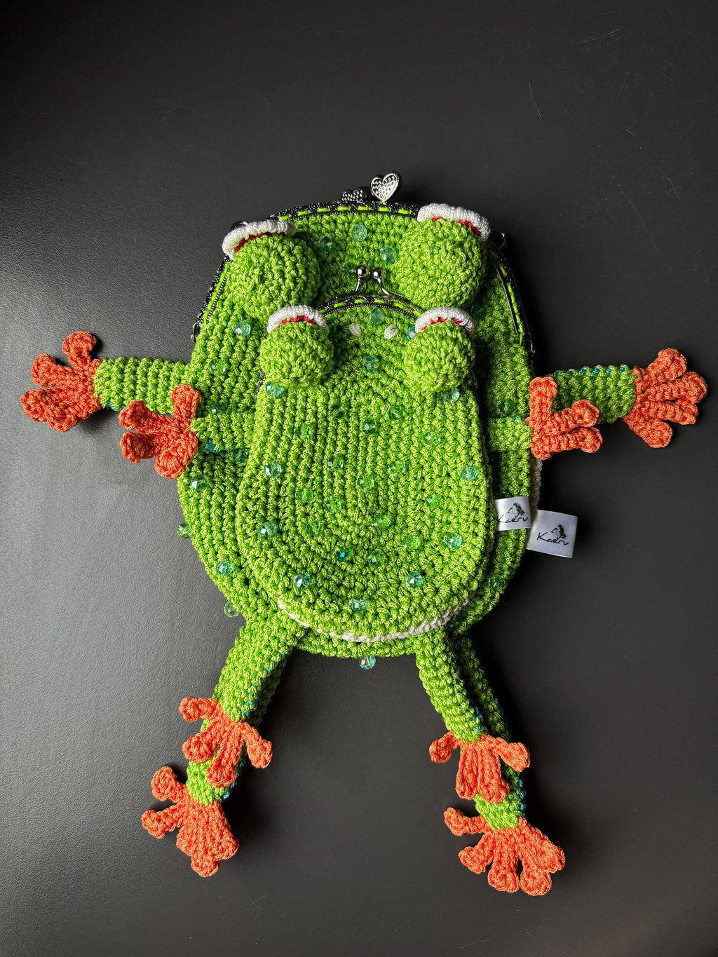 Tree Frog Wallet — Crocheted Tree Frog Purse for Cards, Cash & Makeup Essentials