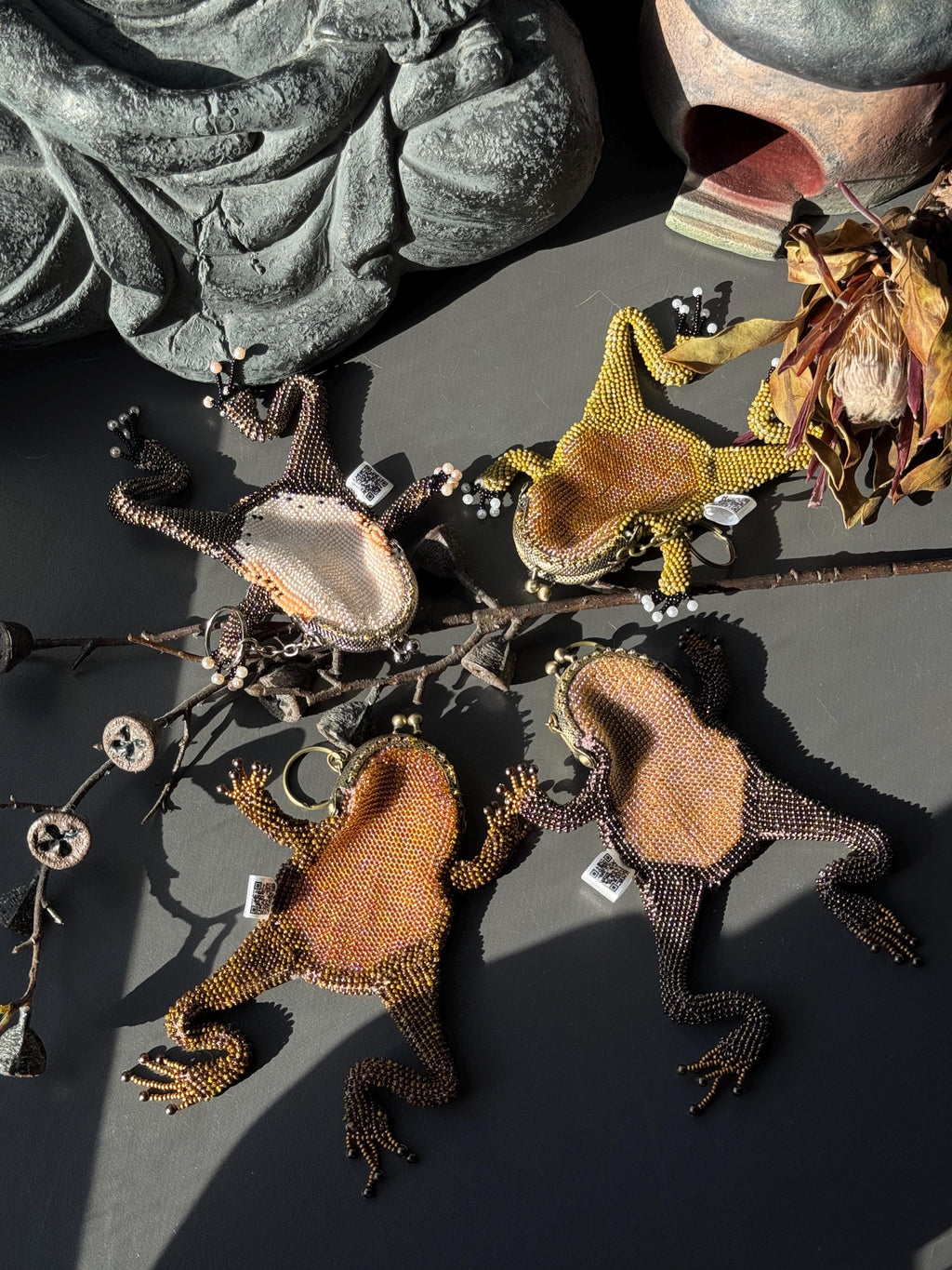 Beaded Frog Keychain. Handmade Frog Charm. Lucky Frog Gift