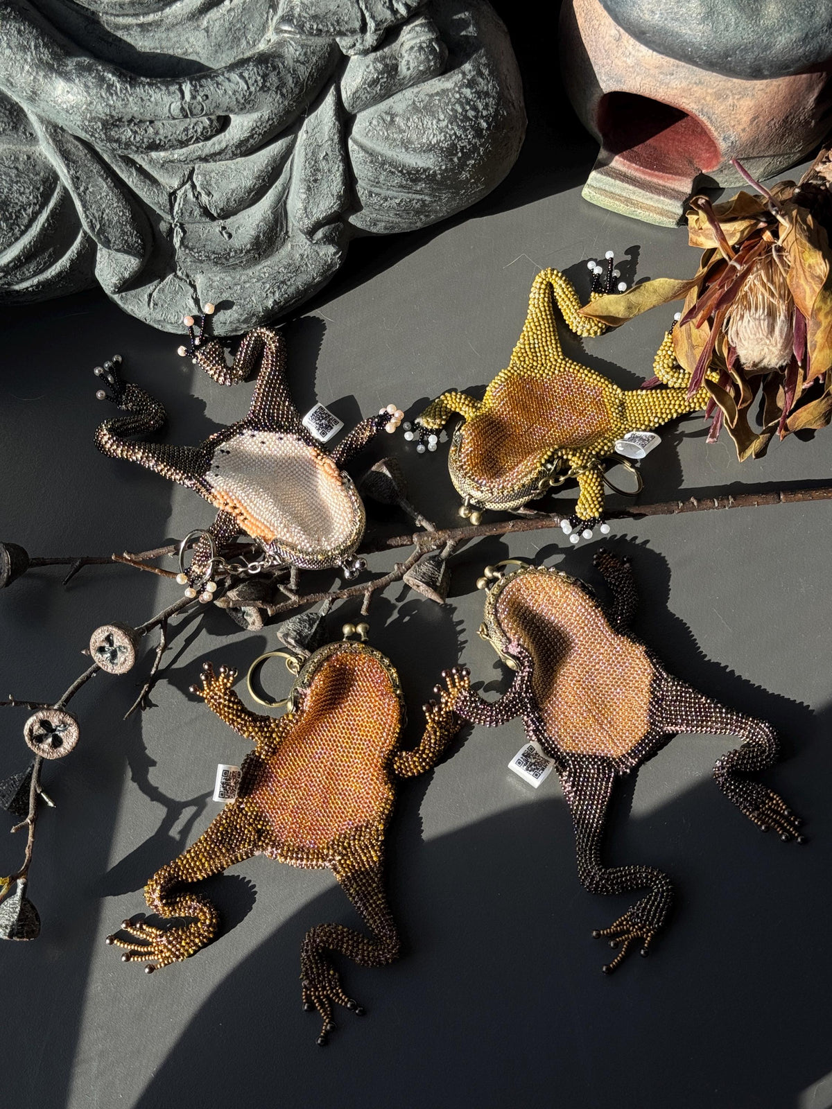 Beaded Frog Keychain. Handmade Frog Charm. Lucky Frog Gift