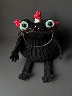 Forest Frog Bag — Goblincore Crochet Toad Purse with Mushrooms — Cottagecore Crossbody — Handmade Kaeru Frog Bag