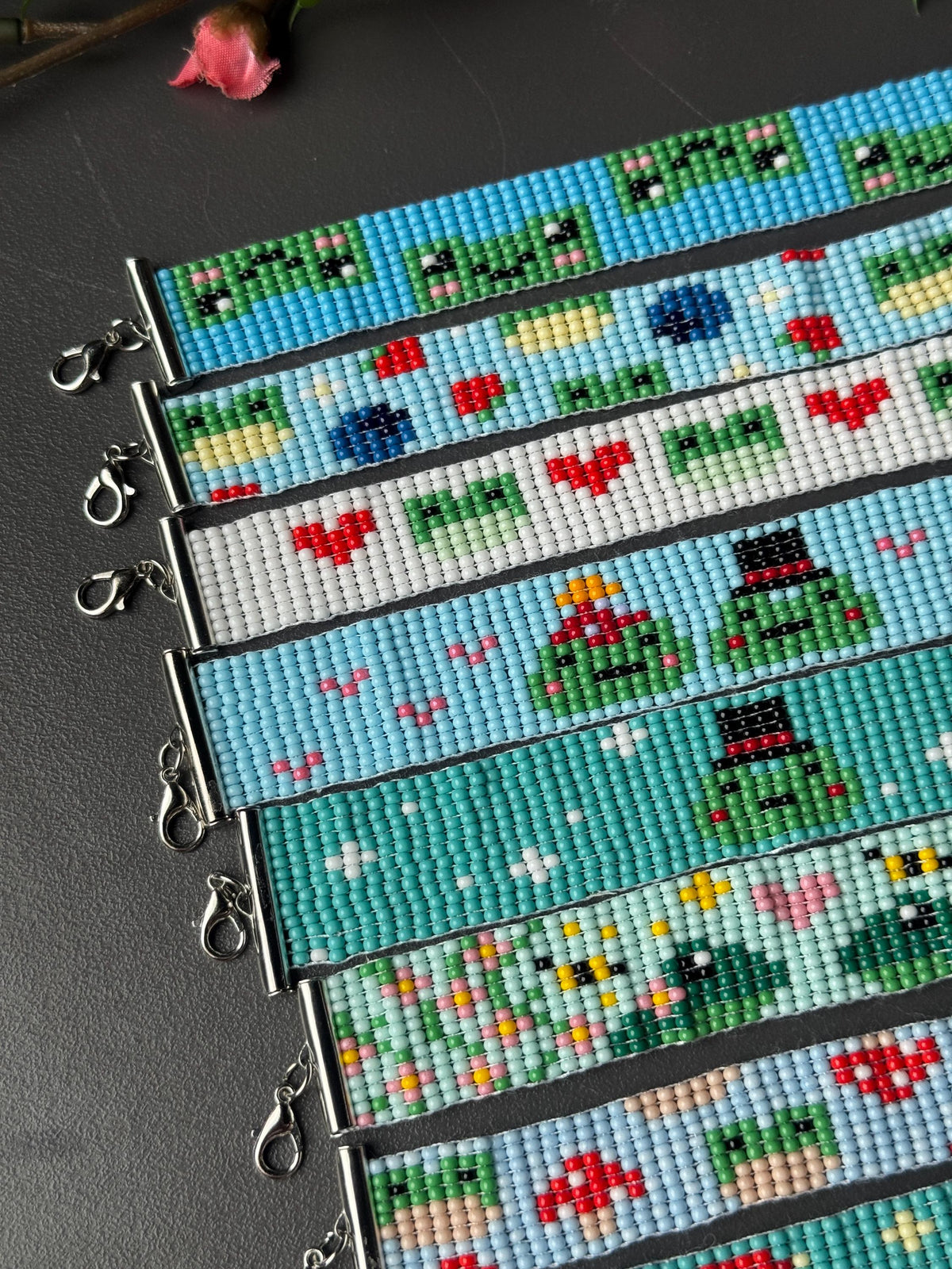 Handmade Frog Beaded Bracelet | Adjustable Frog Jewelry