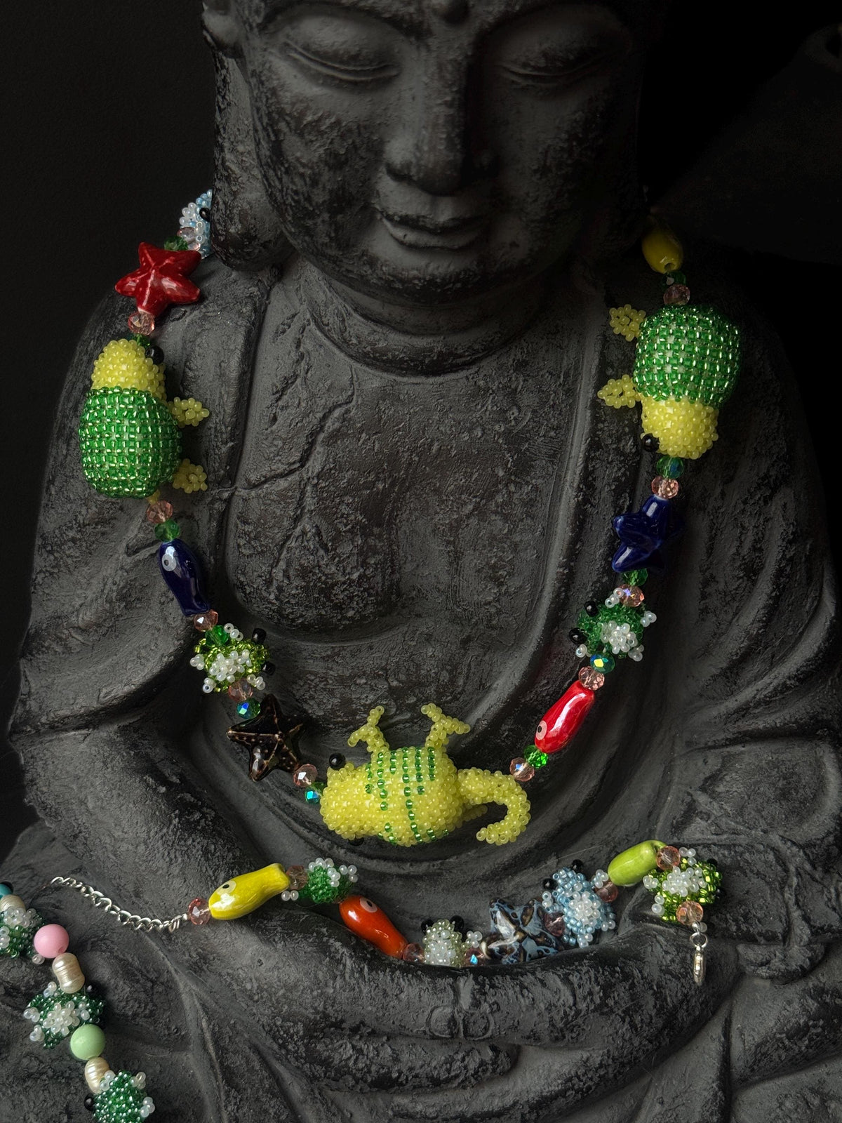 Forest Creature Jewelry Set – Handmade Beaded Necklace & Bracelet, Frog Turtle Chameleon Gift