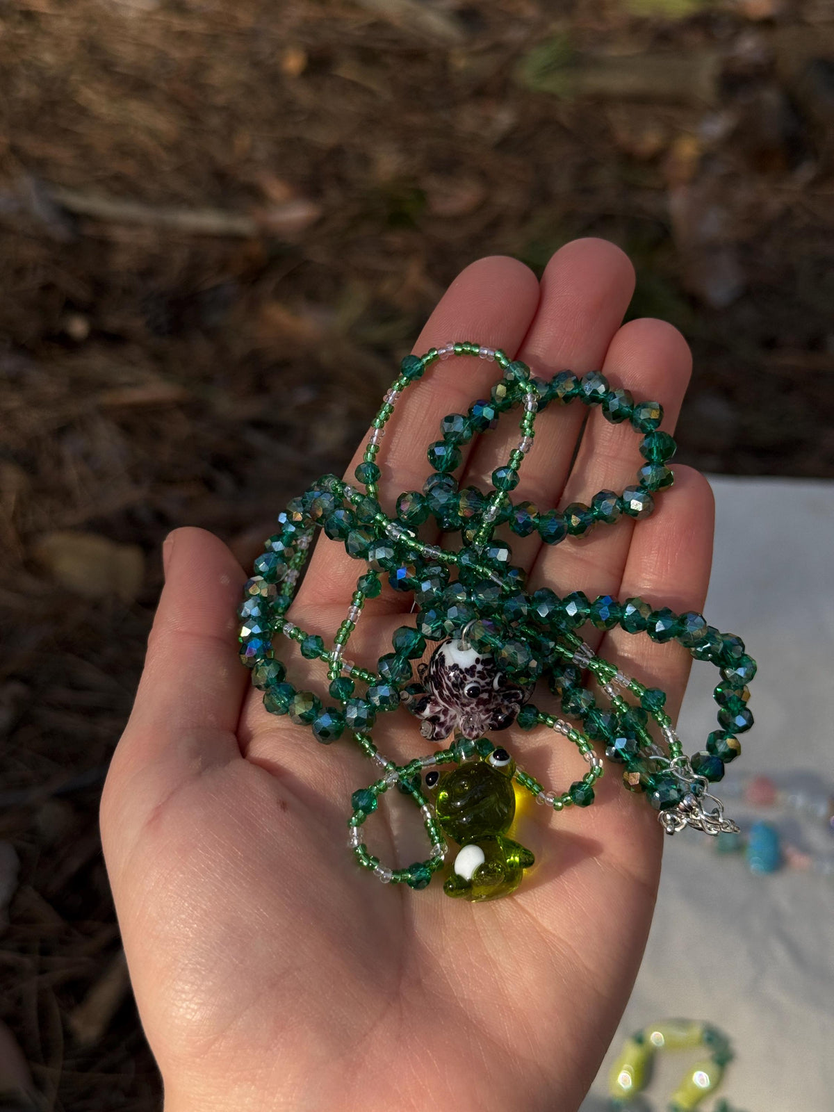 Forest Frog Stone Necklaces – Handmade Natural Stone Jewelry with Frog Pendants