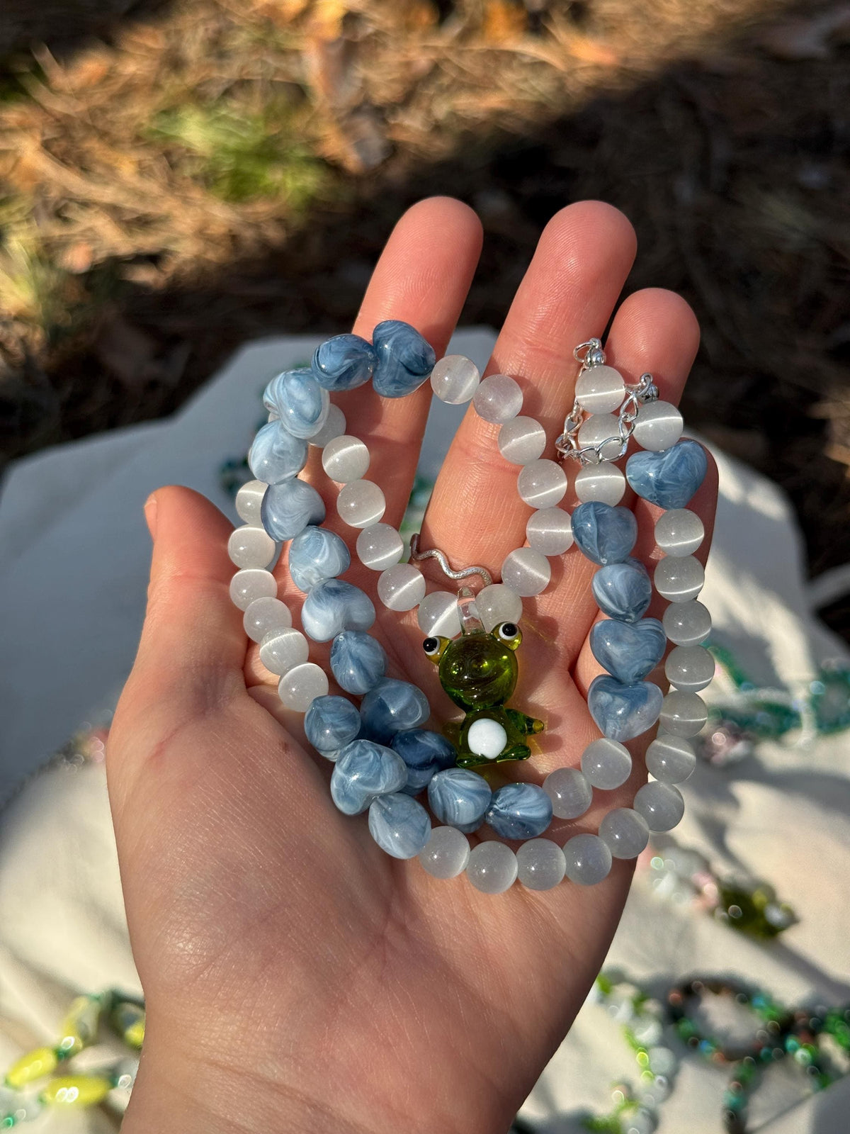 Forest Frog Stone Necklaces – Handmade Natural Stone Jewelry with Frog Pendants