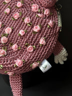 Handmade Crochet Frog Bag – Unique Kawaii Crossbody Purse with Roses – Quirky Gift for Her