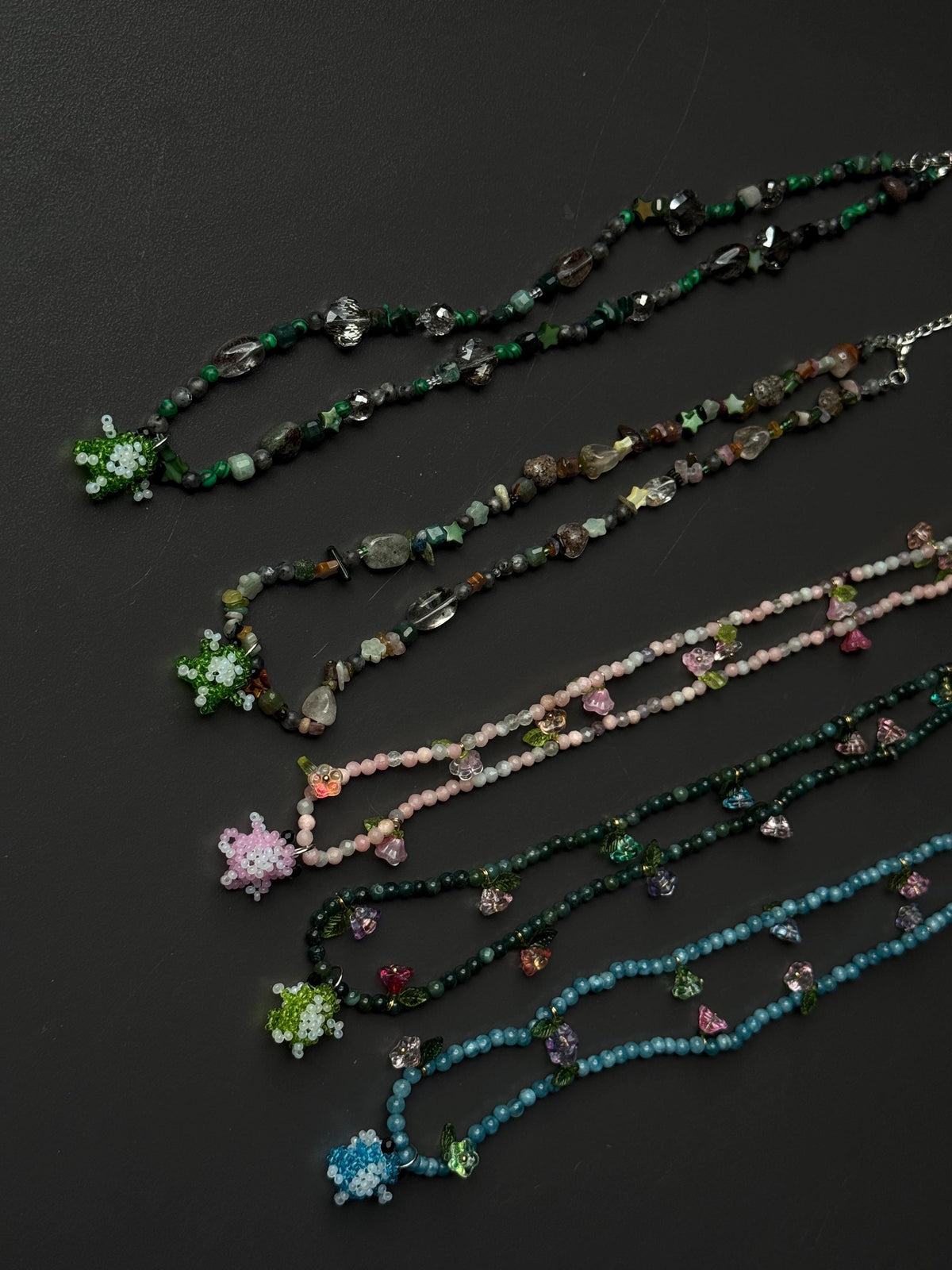 Beaded Necklace with Frog Charm – Forest Aesthetic Jewelry, Nature Inspired Necklace
