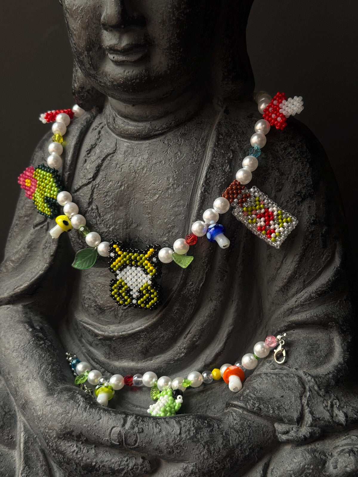 Frog Jewelry Set – Beaded Frog Necklace & Bracelet, Goblincore Fairycore