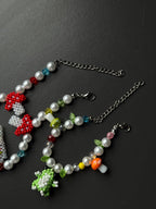Frog Jewelry Set – Beaded Frog Necklace & Bracelet, Goblincore Fairycore