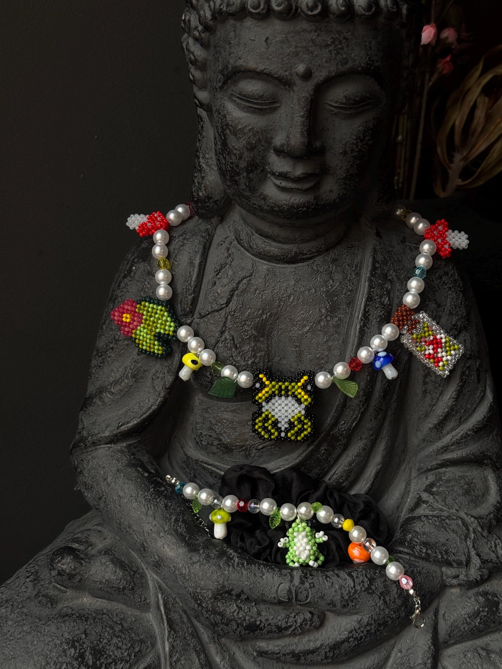 Frog Jewelry Set – Beaded Frog Necklace & Bracelet, Goblincore Fairycore