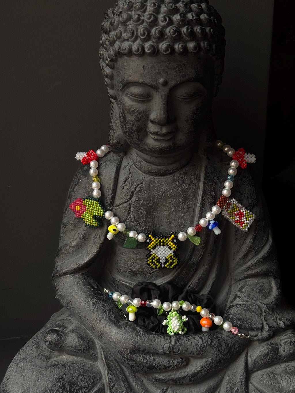 Frog Jewelry Set – Beaded Frog Necklace & Bracelet, Goblincore Fairycore
